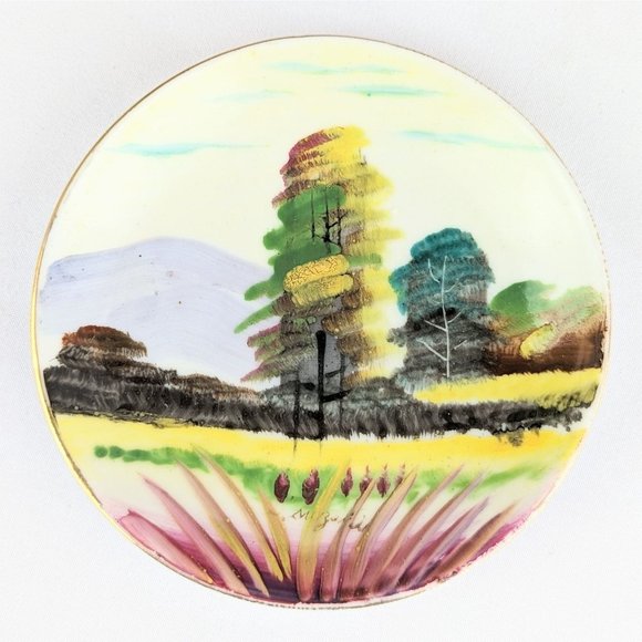 Set of 3 Handpainted Japanese Porcelain Decorative Wall Plates Asian Rural Scene - Picture 6 of 10